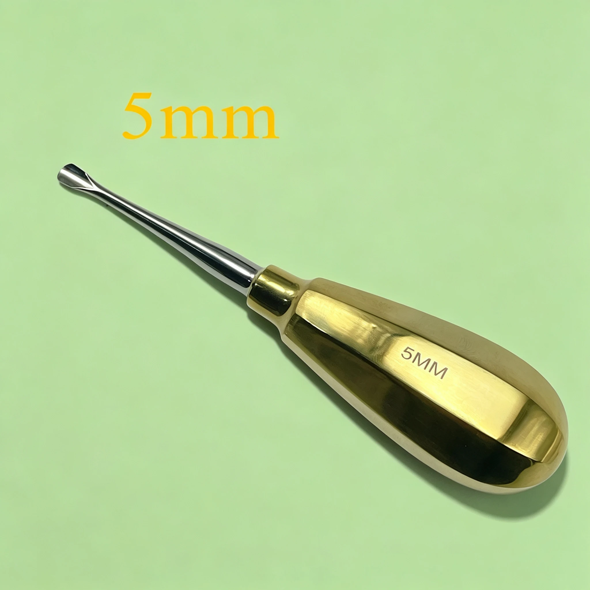 Tierärztlicher Zahnlifter mit Goldgriff, kurzer Griff, geflügeltes Design, professionelles Werkzeug für die Zahnchirurgie von Katzen und Hunden. – Detail 5