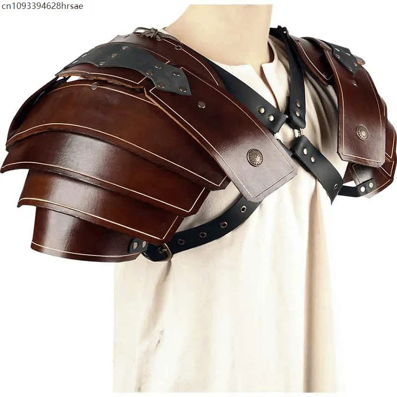 

Medieval Viking Knight Gladiator Shoulder Armor Pauldrons Steampunk Gothic Leather Harness Spaulder LARP Samurai Cosplay Costume