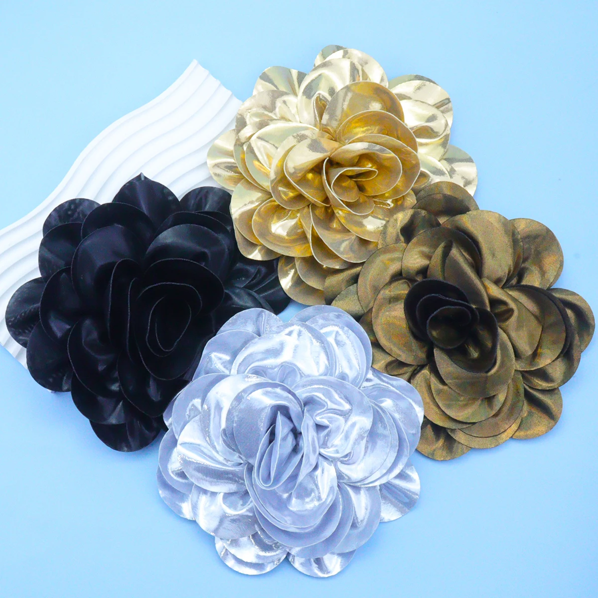 Exaggerated Bright Satin Rose Elegant Large Flower Brooch Fashion Glamour Banquet Women\'s Wedding Party Jewelry Hundred Matching