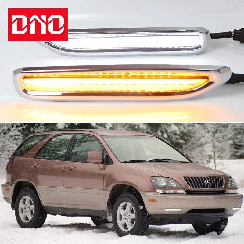 

Car LED DRL Daylights For Lexus RX RX300 1998 - 2003 Yellow Turn Signal Daytime Running Headlamps Auto Driving Lamp Foglamps