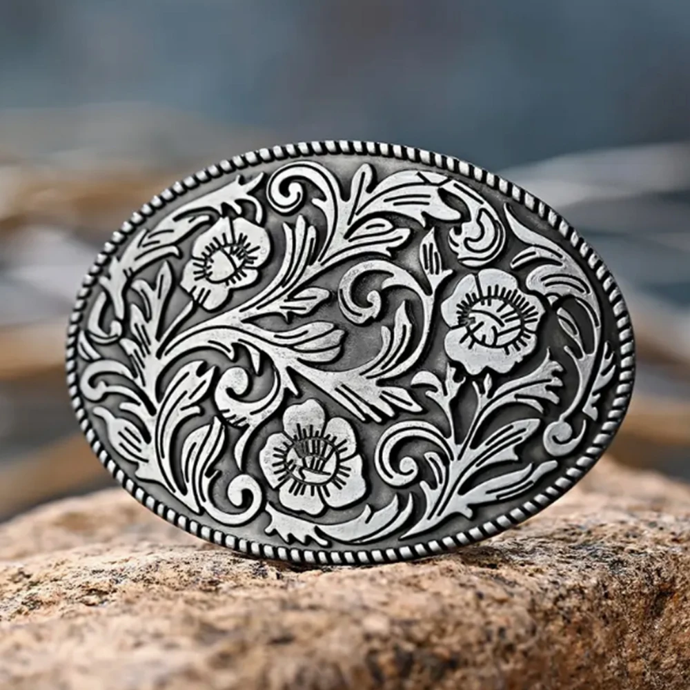 1 Oval Flower Green Leaf Thread Buckle for Various Belt Styles