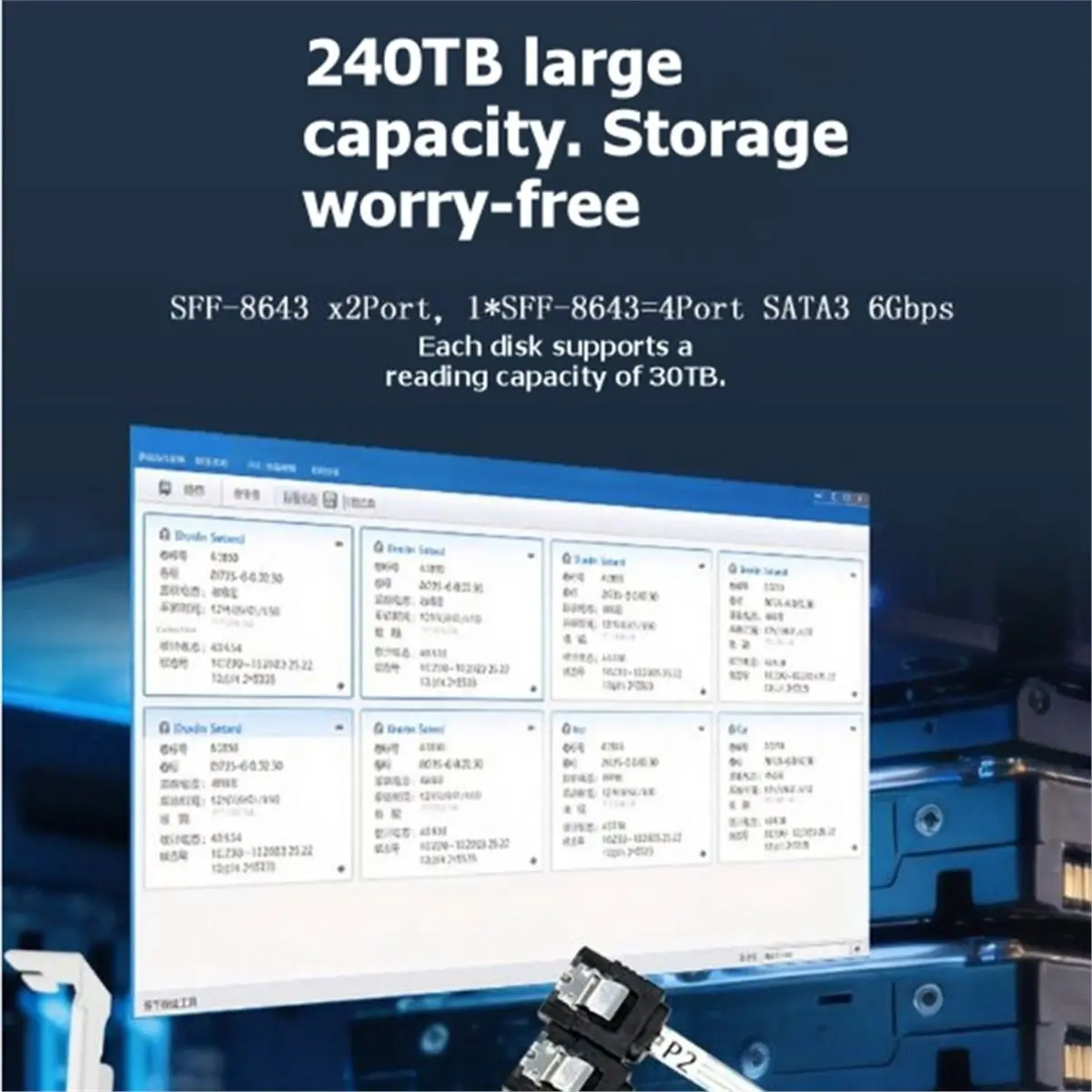 NEW FACTORY~PCIe to 2 Port SFF-8643 Expansion Card SATA 3.0 6Gbps Controller Adapter Support 30TB No Bifurcation PH5083 Half Hei