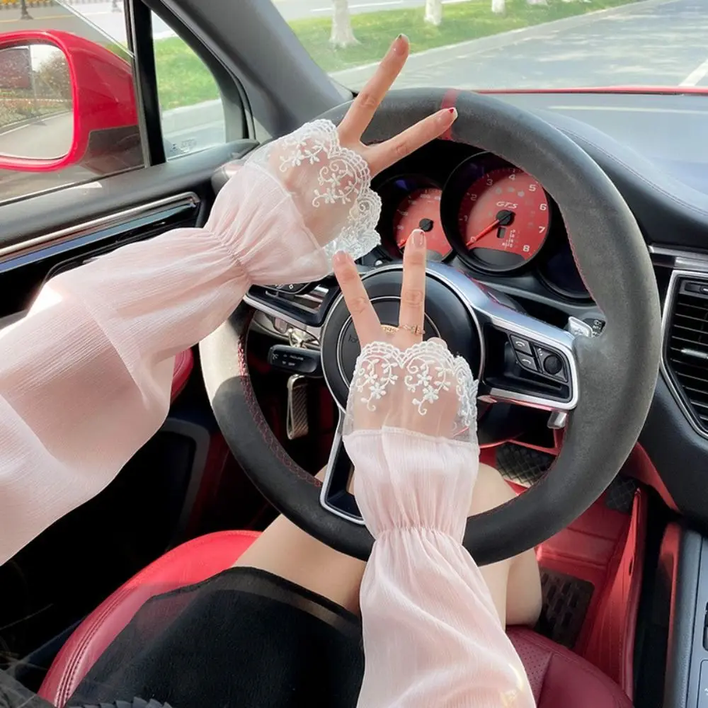 

Модные солнцезащитные кружевные рукава без пальцев из полиэстера с длинными рукавами Рукава для рук Дышащие летние нарукавники для вождения