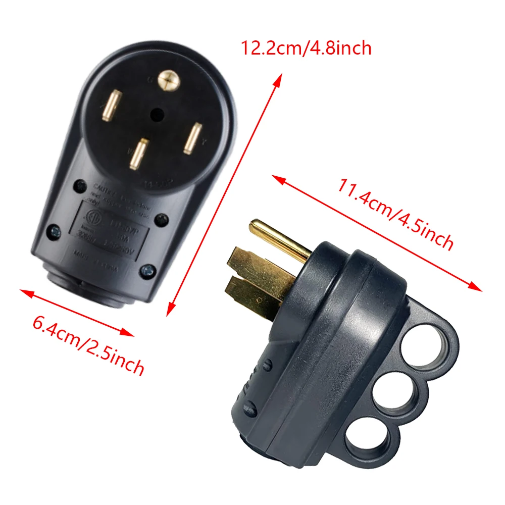 Nema 14-50P 14-50R 50Amp RV Plug Heavy Duty RV EV Wymienne gniazdo męskie/żeńskie z ergonomicznym uchwytem 125V/250V dla kampera