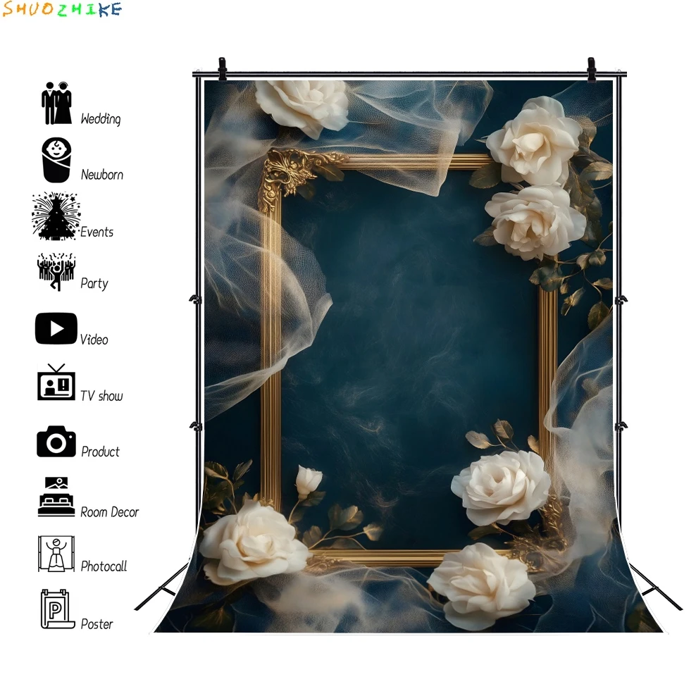 Dekorasi Interior dinding Vintage, properti fotografi bunga latar belakang pernikahan foto kehamilan Latar Belakang tempat foto