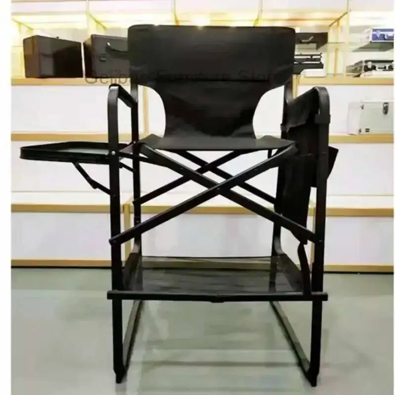 

Feet Chair Aluminum Professional Makeup Alloy Tall Black Folding Chair Outdoor Camping Portable Director Hair Chair furniture