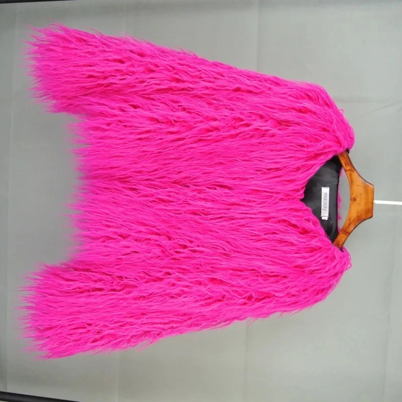 

Роскошная пушистая куртка из искусственного меха тибетской овцы, укороченная женская куртка на осень-зиму, меховая куртка в стиле стритвир, с длинными рукавами, мягкий топ