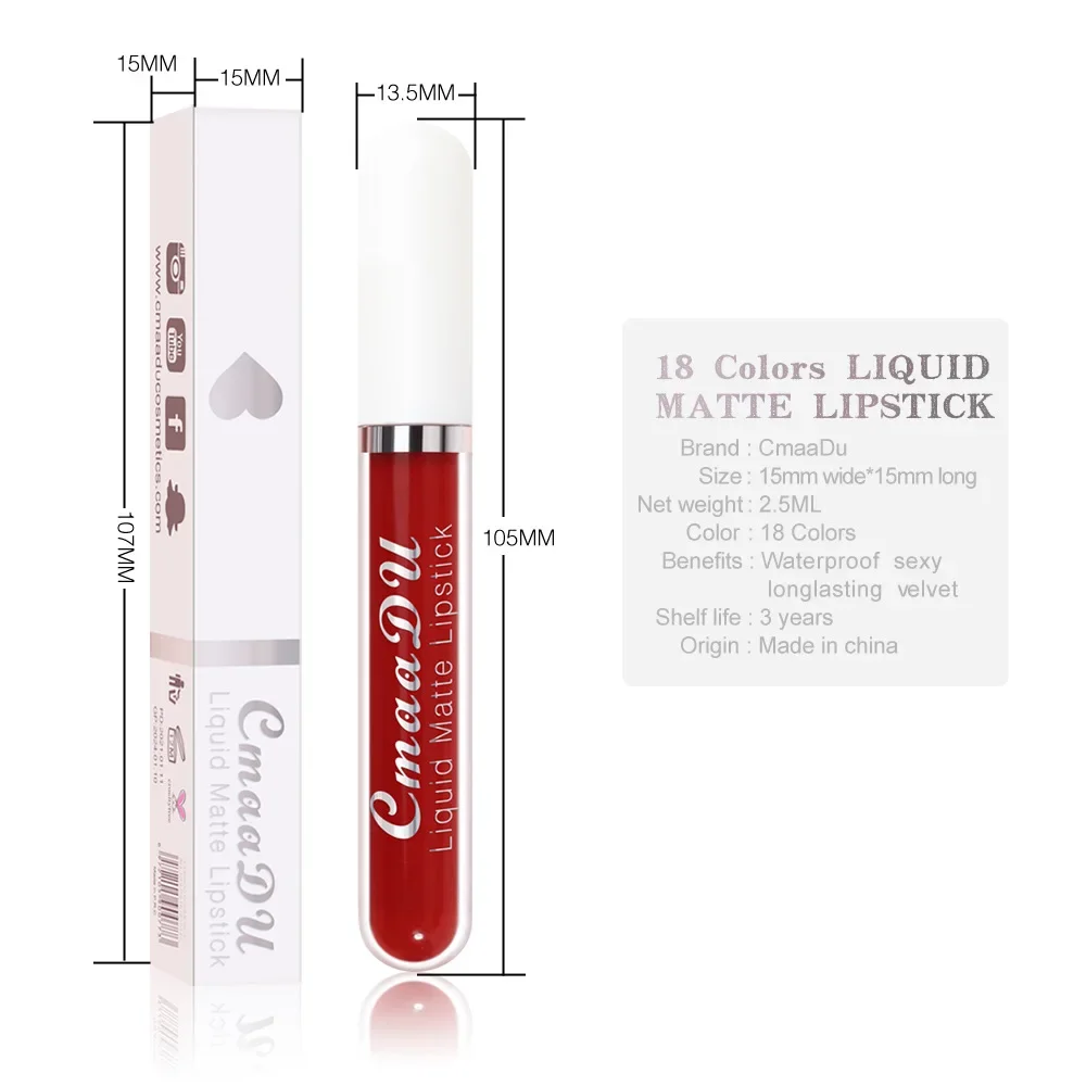 Sexy Long Lasting Velvet Matte Liquid Lipstick, Maquiagem, Mulheres Beleza, Vermelho, Antiaderente, Impermeável, Lip Gloss