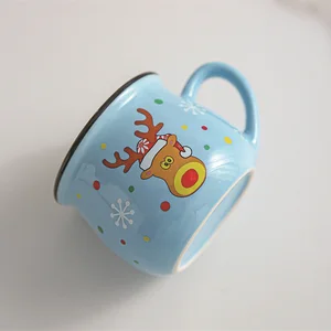 Caneca cerâmica Mousse de Natal para crianças, Copo de Santa dos desenhos animados, Xícara De Café Para O Escritório, Sobremesa De Cozimento Doméstico Caneca De Leite, Presente De Natal 10 principais vendas copo pequeno almoço - №1
