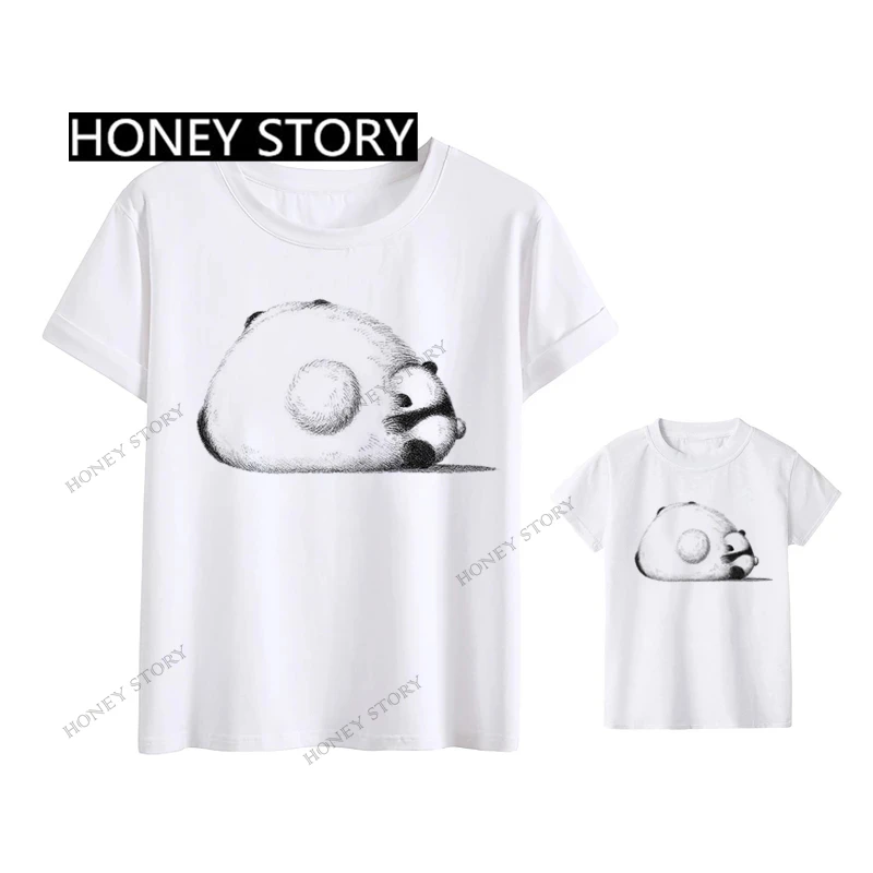 Camiseta de la familia de Panda para hombres, mujeres y niños, Camiseta con estampado de Panda blanco y negro, ropa para niños y niñas, camiseta de verano