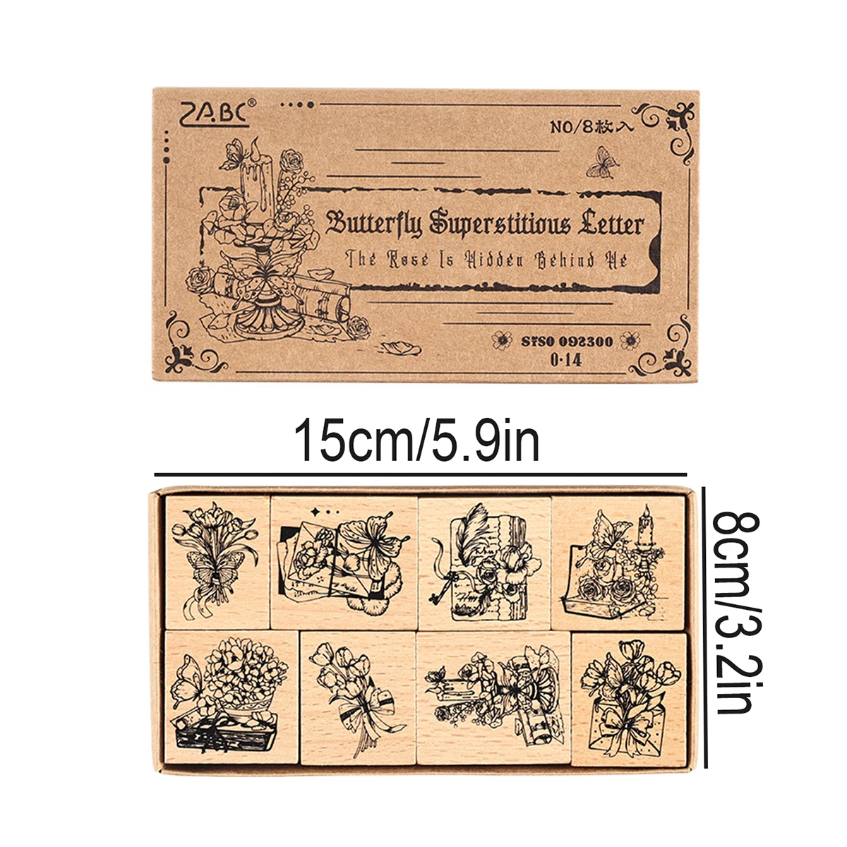 8 Pcs Butterfly Floral Vintage Wooden Stamps,Each With Clearly Carved Designs,Perfect For Decorating Scrapbooks And Cards