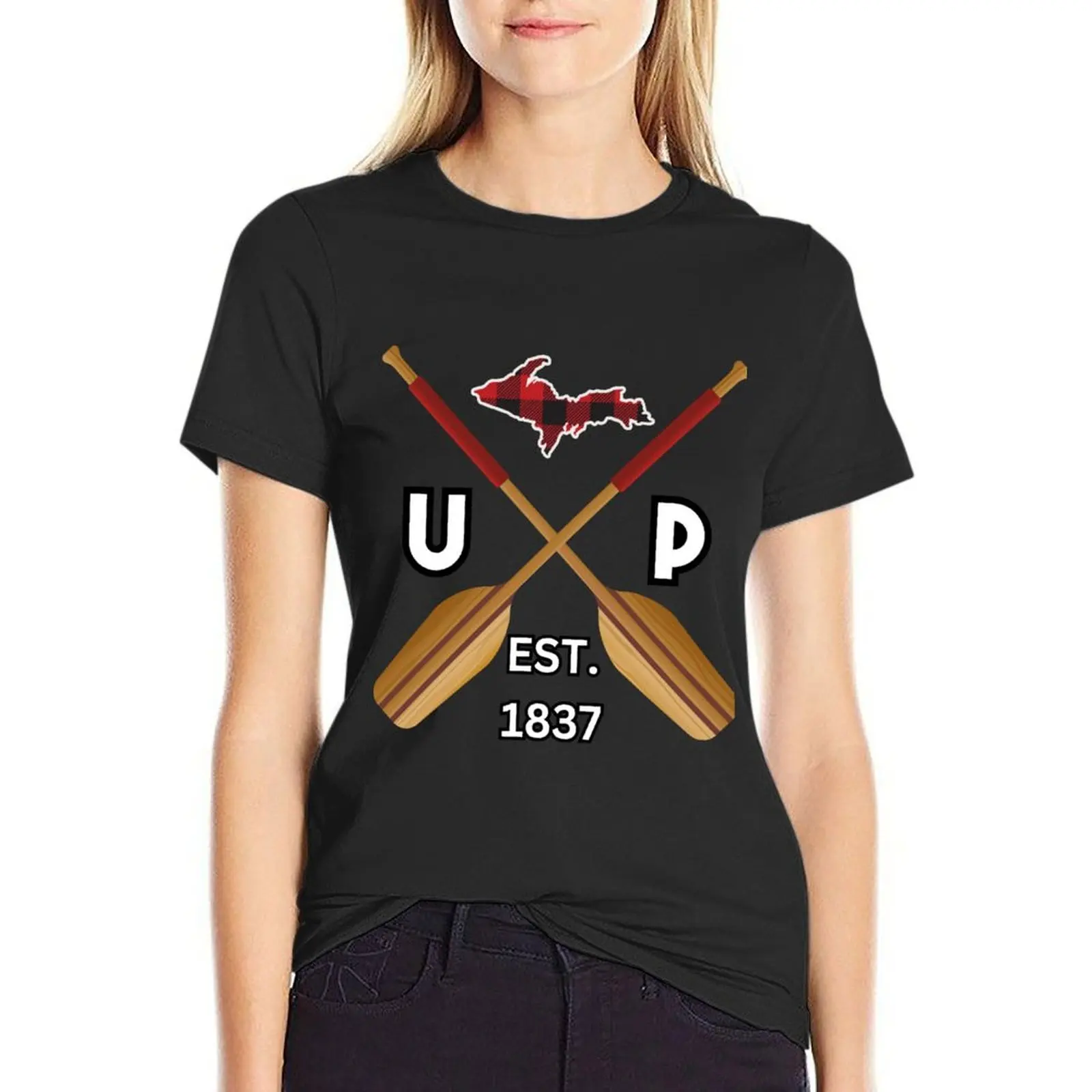 

Upper Peninsula Oar Logo T-Shirt heavyweights female oversized sports fans summer blouses woman 2024