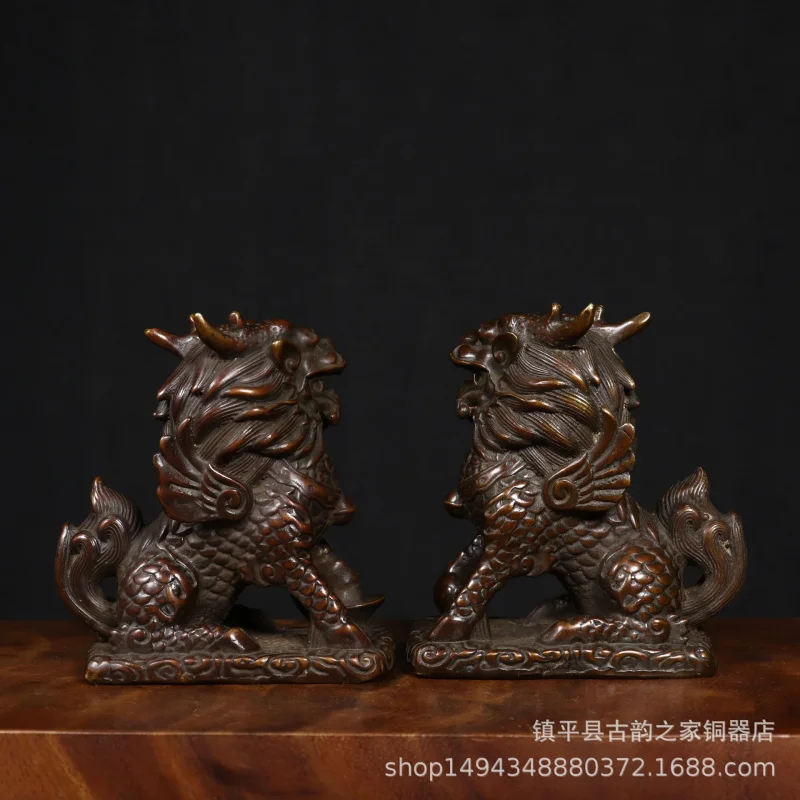 Pure Copper Home Decor Opening Wealth Qilin Ornament Office Living Room Decoration Gift