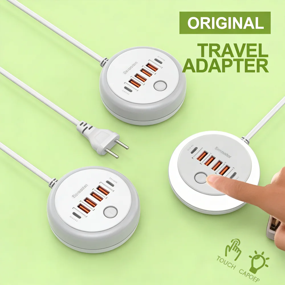 50W Portable Round USB Charging Station 2 Type-C & 4 USB Por