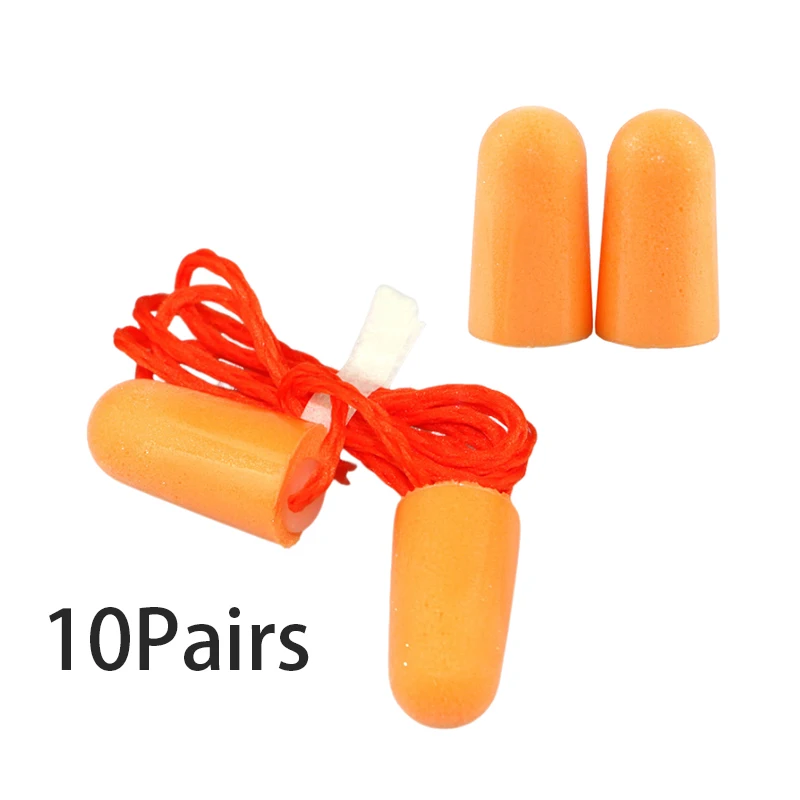 10Pairs PU Sponge Sound Insulation Earplugs Soft Protect Hearing Sleeping Ear Plugs Orange Anti-Noise Noise Prevention Earmuff