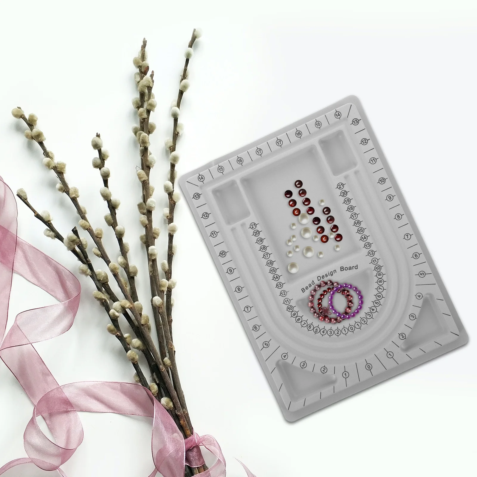 2 Stücke Halskette Design Boards Robuste Perlen Design Boards Schmuck Machen Board Perlen Messwerkzeug Perlen Tablett Perlen Board