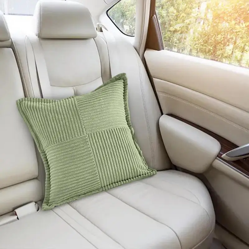 Square Throw Pillow Covers Striped Square Throw Pillow Cases 45X45cm Soft Household Pillowcase Solid Color Decoration For Sofa