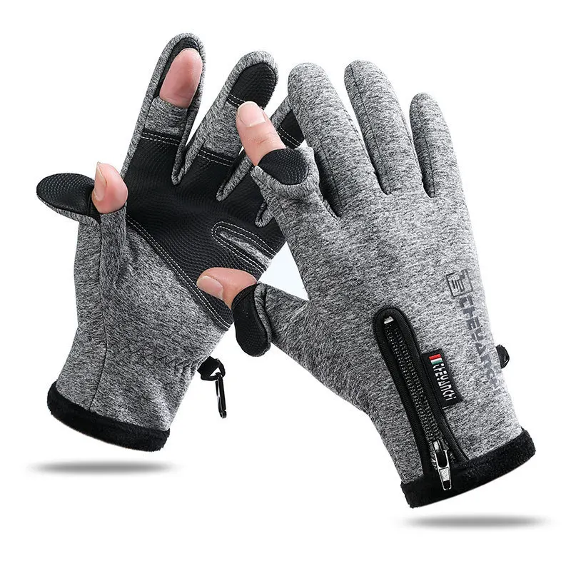 Fahrradhandschuhe für Herren, für Herbst- und Wintersport im Freien, wasserdicht und auslaufsicher, Zwei-Finger-Touchscreen, Angelhandschuhe