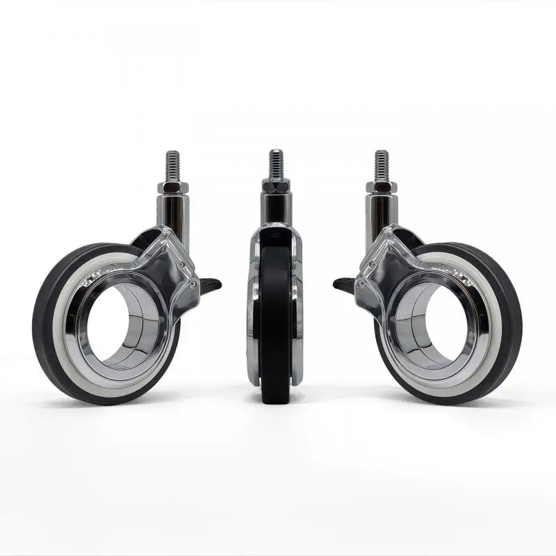 4 Pcs 3 Inch Premium Zinc Alloy TPU Caster Wheels Smooth Silent Floor Protection for Cabinets Trolleys And Furniture