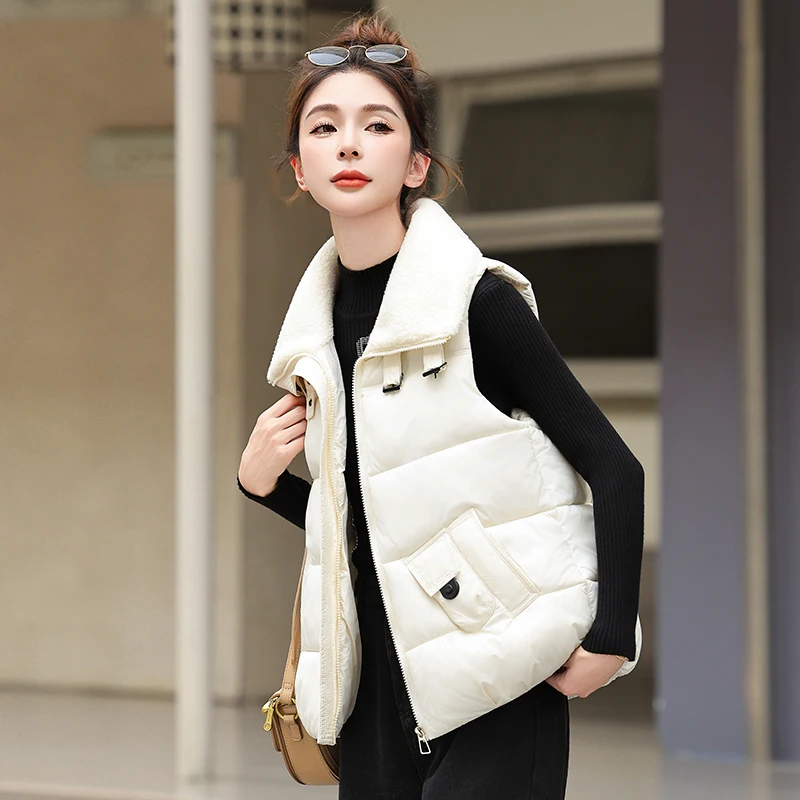 

Новинка 2025, женский хлопковый жилет, свободный облегающий жилет с воротником-стойкой, осенне-зимний топ, верхняя одежда