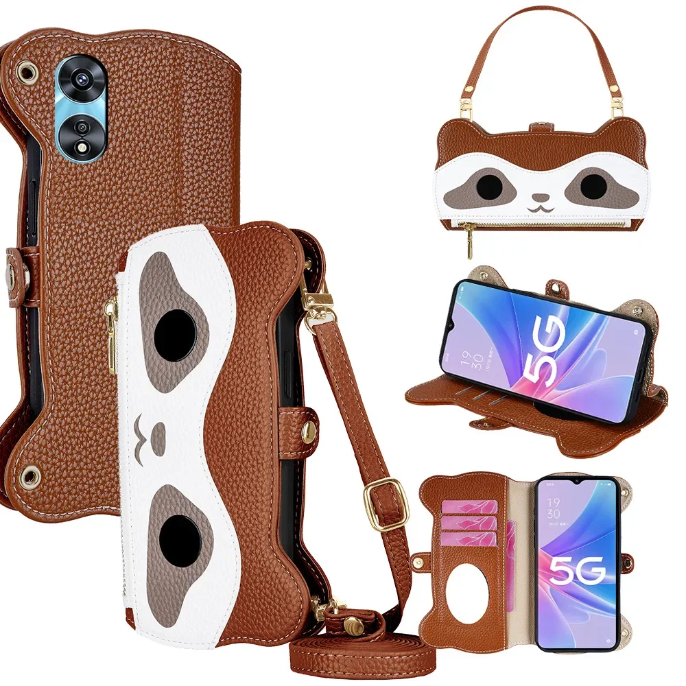 Flip Phone Cover For Samsung Galaxy Note20 Ultra/Note10+/S9 S8+ A71 A02 A03 A04 M04 F04 With Removable Short&Long Rope&Mirror