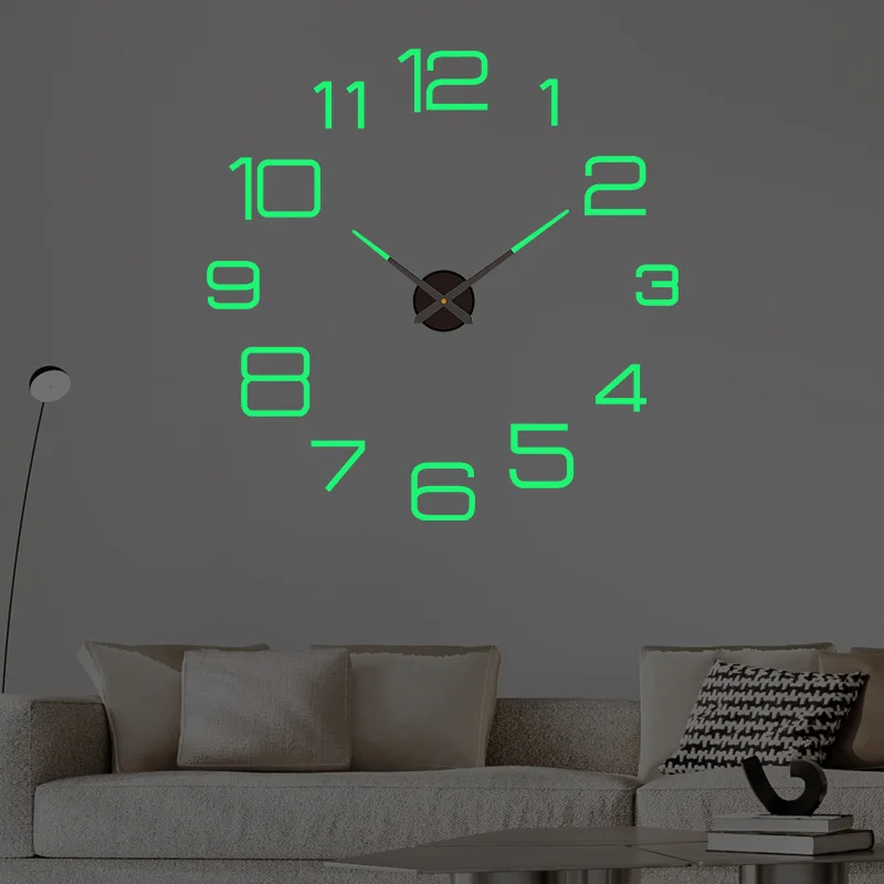 3D Luminous Large Wall Clock Modern Design DIY Digital Table Wall Clocks  Wall Clock Free Shiping Living Room Decorative Watch