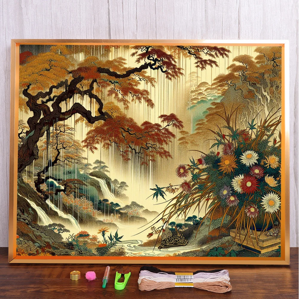 

Fantasy Landscape Cross-Stitch DIY Embroidery Complete Kit Knitting Handicraft Craft Needlework Wholesale Promotions Room Decor