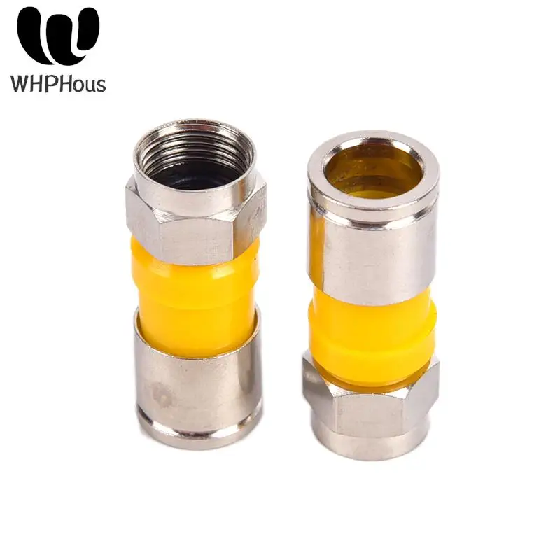 10pcs Yellow RG6 F Type Compression 2.8cm Quality Snap Seal Plug Connector