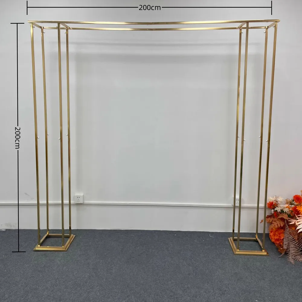 

2mx2m New Gold Wedding Backdrop Stand Rectangle Metal Square frame screen Balloon Arch Flower Ring Stand Background Decoration