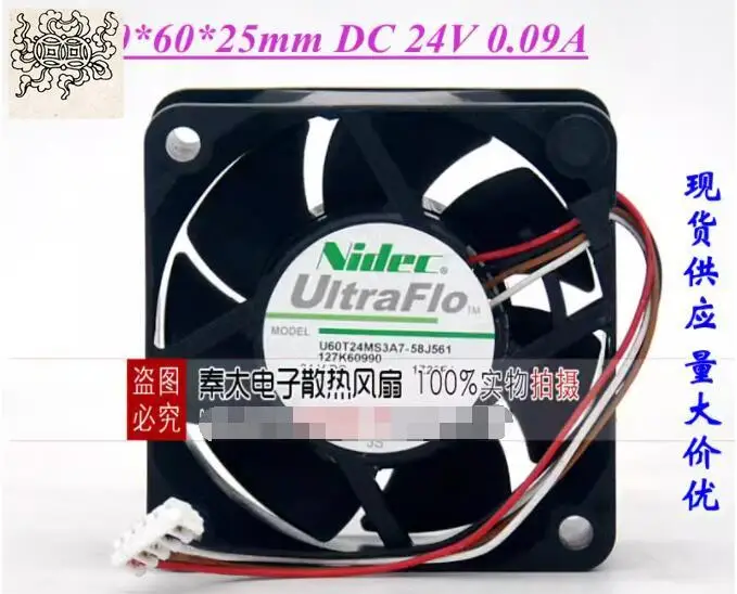 

Ltsf For Nidec U60T24MS3A7-58J561 DC 24V 0.09A 60x60x25mm 4-Wire Server Cooling Fan