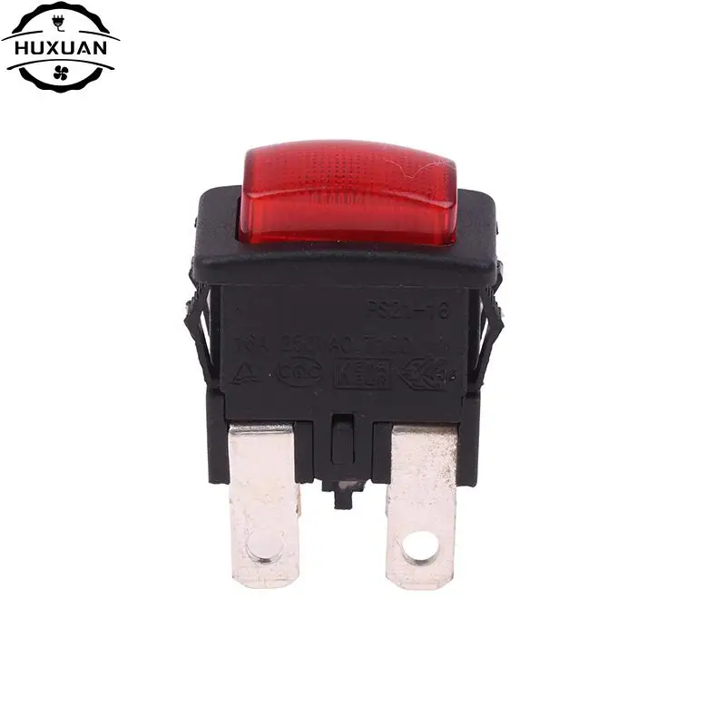 1pc PS21-16 Self-Lock On Off Push Button Rocker Switch With Light Vacuum Cleaner Heater Electrical Touch Switch 4Pins 16A Socket