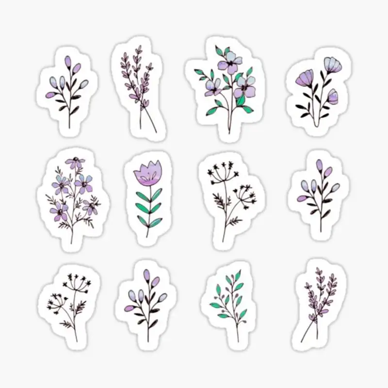 Wildflowers watercolor mini  Sticker for Laptop Decor Bedroom Car Cute Cartoon Art Fashionable Public Suitcase