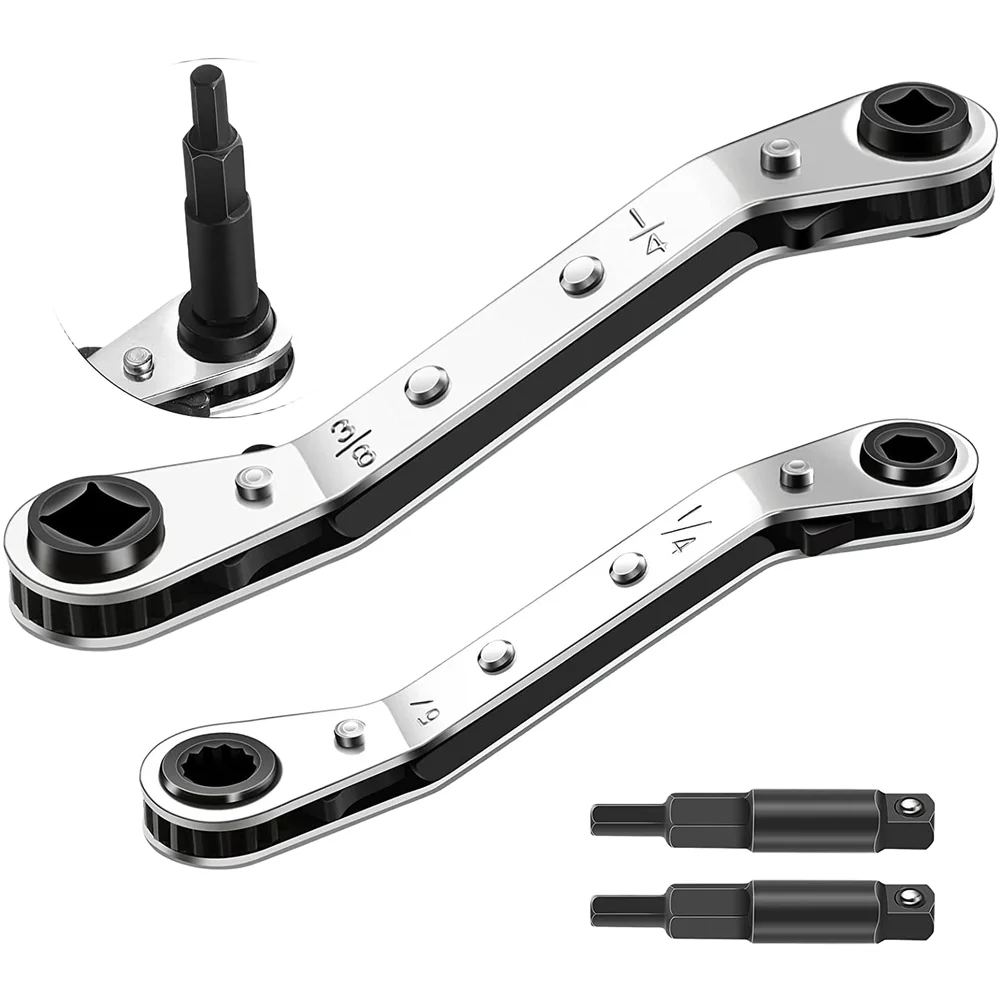 4 Piece Steel Ratchet Wrench Set with Metric and For imperial Markings 1/4 3/16 5/16 3/8 Inch for Professional and DIY Mechanics
