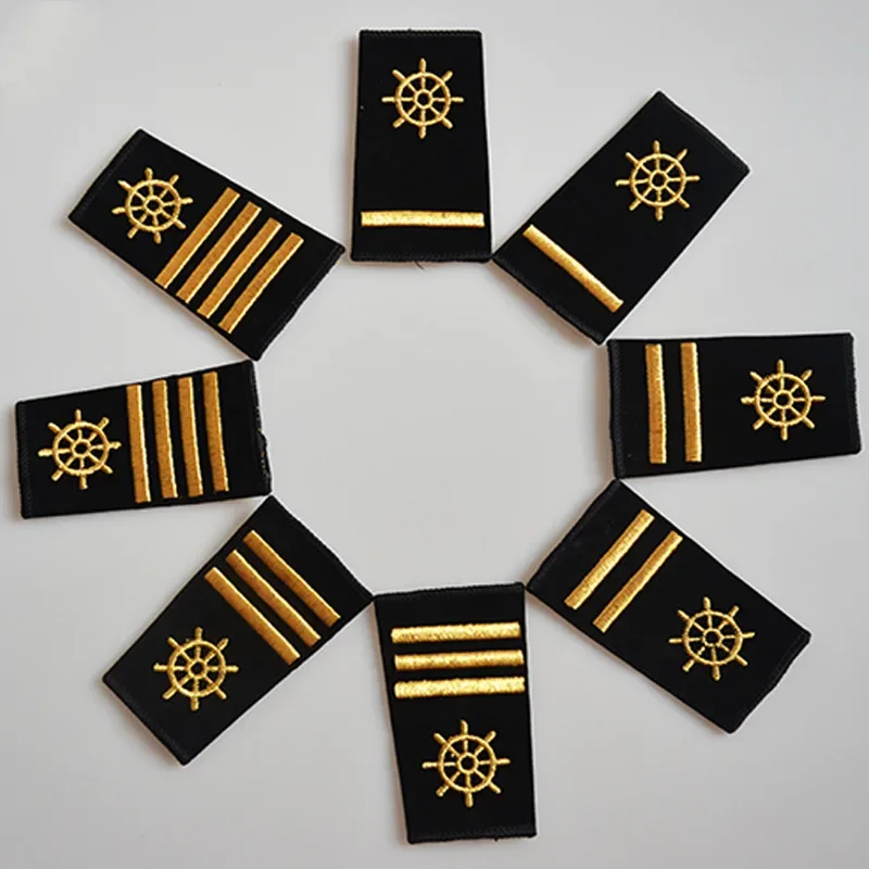 Captain Ship Yacht Electrician Badge Black Captain Shirt Embroidered Soft Epaulettes Ship Sailor Uniform Accessories