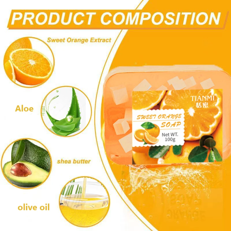 صابون جيلي برتقالي حلو غني بالبرتقال الحلو والجلسرين، ينظف الوجه والجسم بعمقًا ويرطب ويرطب
