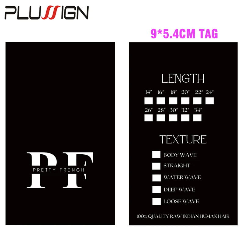 Niestandardowe etykiety i metki na peruki 200 szt. przywieszek do włosów do wiązek 9 * 5,4 cm przywieszki do peruk papierowe 12X3 cm samoprzylepne etykiety do owinięcia wiązek włosów