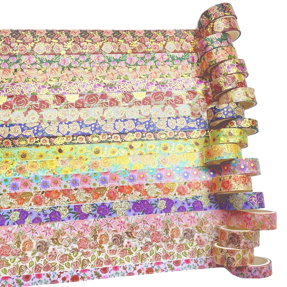 装飾的な粘着テープのロール,18の花のロール,粘着テープ,スクラップブッキング,ジャーナルステーショナリー