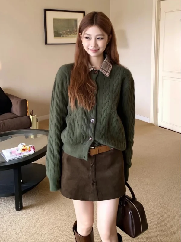 

Женская винтажная юбка А-силуэта больших размеров, осенне-зимняя, из вельвета, с запахом, с завышенной талией, для повседневной носки, короткая юбка для женщин