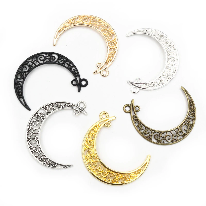 41x30mm 10pcs 7 Colors Plated  Moon Style Handmade Charms Pendant:DIY for bracelet necklace