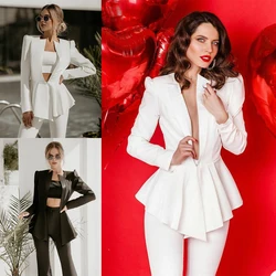 Sexy V Neck Mother of the Bride Dresses 3 Pieces Blazer Wide Leg Pants Elegant Prom Party Suits Custom Made