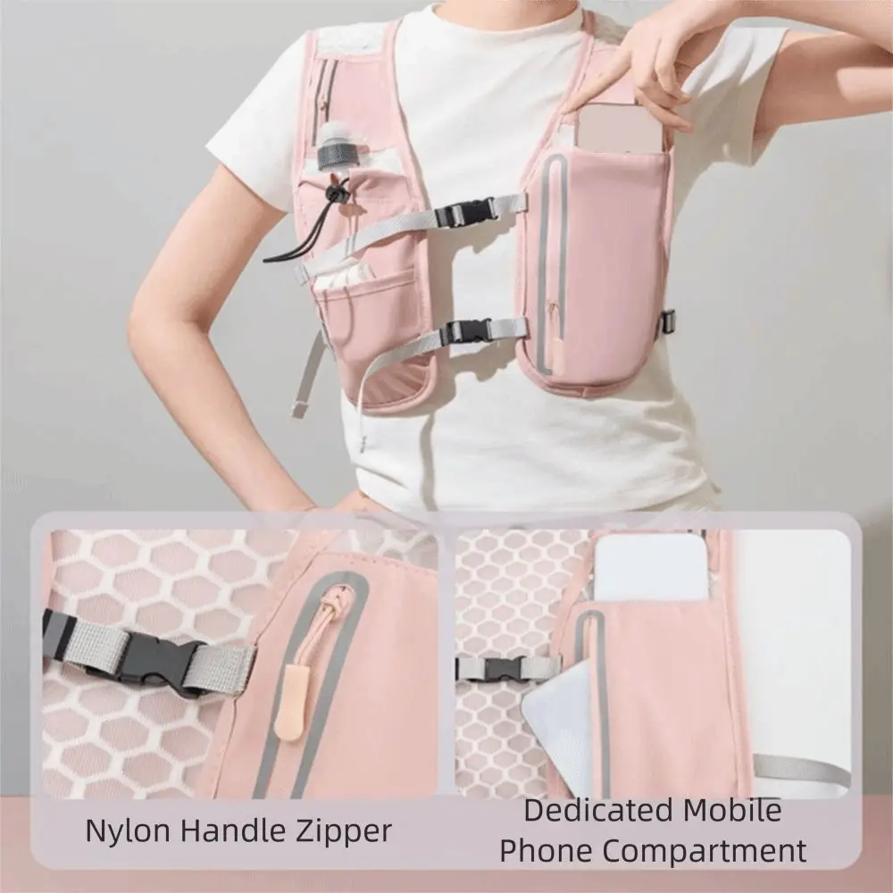 Odblaskowa kamizelka do biegania z plecakiem 4L, wodoodporna kamizelka hydracyjna do biegania, oddychająca butelka na wodę 500 ml