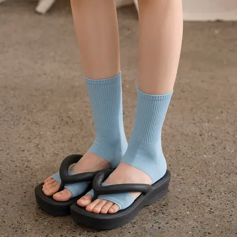 Summer Ins New Open Toe Split Toe Socks Set Korean Simple Thin Cotton Flip Flop Socks Match Flip Flops Split Toe Socks