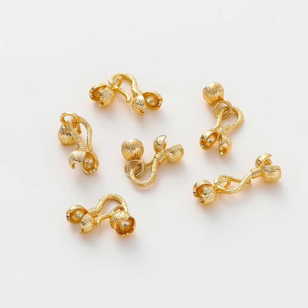 

5pcs/lot 14K/18K Gold Plated Brass Chili Shape Connector Clasps Bracelet Necklace End clasp for DIY Jewelry Making Accessories