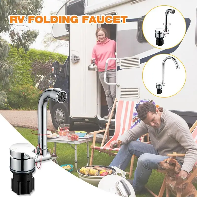 

Foldable RV Water Tap RV 180 Up And Down Rotating Faucet Splash-Proof Sink Water Tap Kitchen Sink Faucets For Campervans