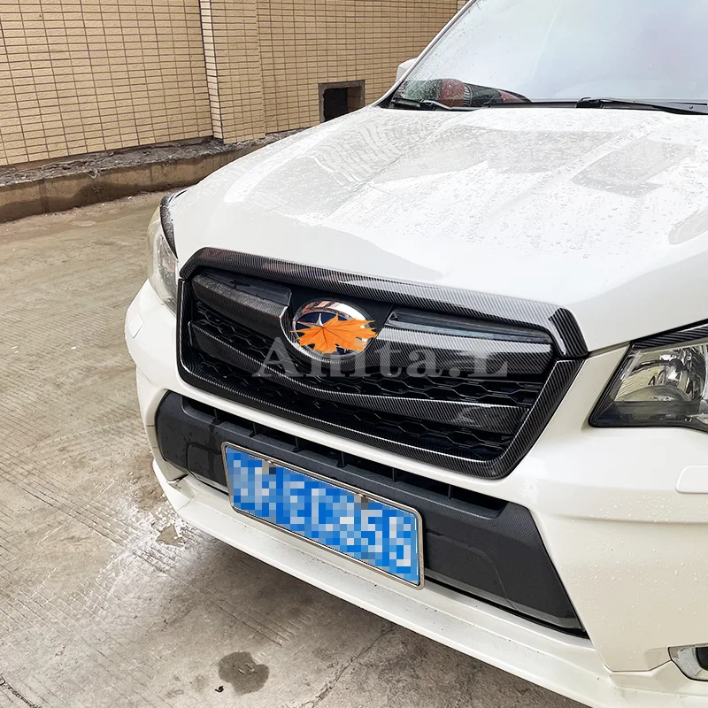 

For Subaru Forester 2013-2018 Year Car Grille Retrofit Styling Trim Strip ABS Front Bumper Grills Cover Refit Full Star Racing