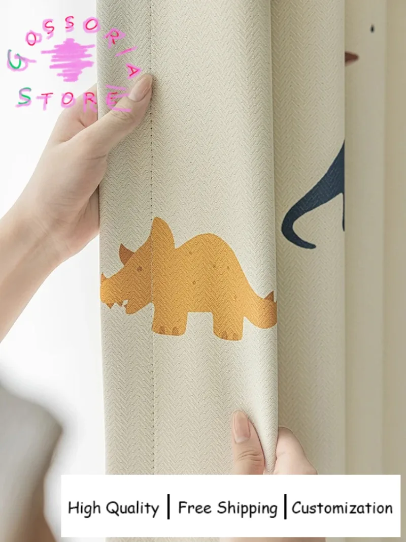 

Sample Custom Blackout Kids Room Cartoon Dinosaur Curtains for Living Room Bedroom Simple Design Window Decor