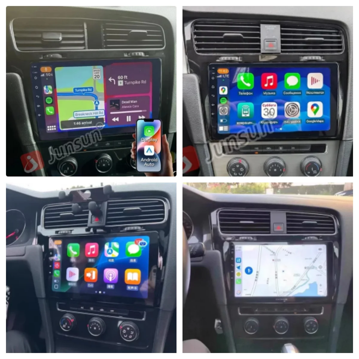 Junsun - Sistema de Navegación GPS para Automóvil con Pantalla Táctil IPS, Android Auto y Apple CarPlay Inalámbrico para VW Golf 7 MK7 5G 2012-2017, Radio con Bluetooth, WiFi, DSP, RDS, SWC, Multimedia Estéreo, Ventilador de Refrigeración Integrado, Plug and Play 3