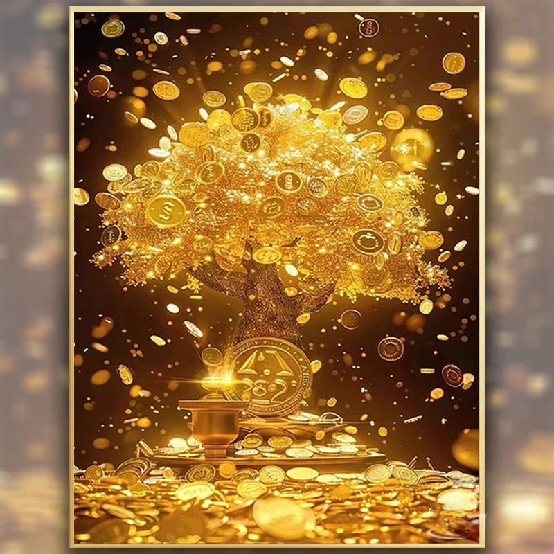 

Prosperi And Wealth Brought Home Cross Stitch Line Embroidery Living Room New Sle Wealth aking Money Tree Diamond Paint...