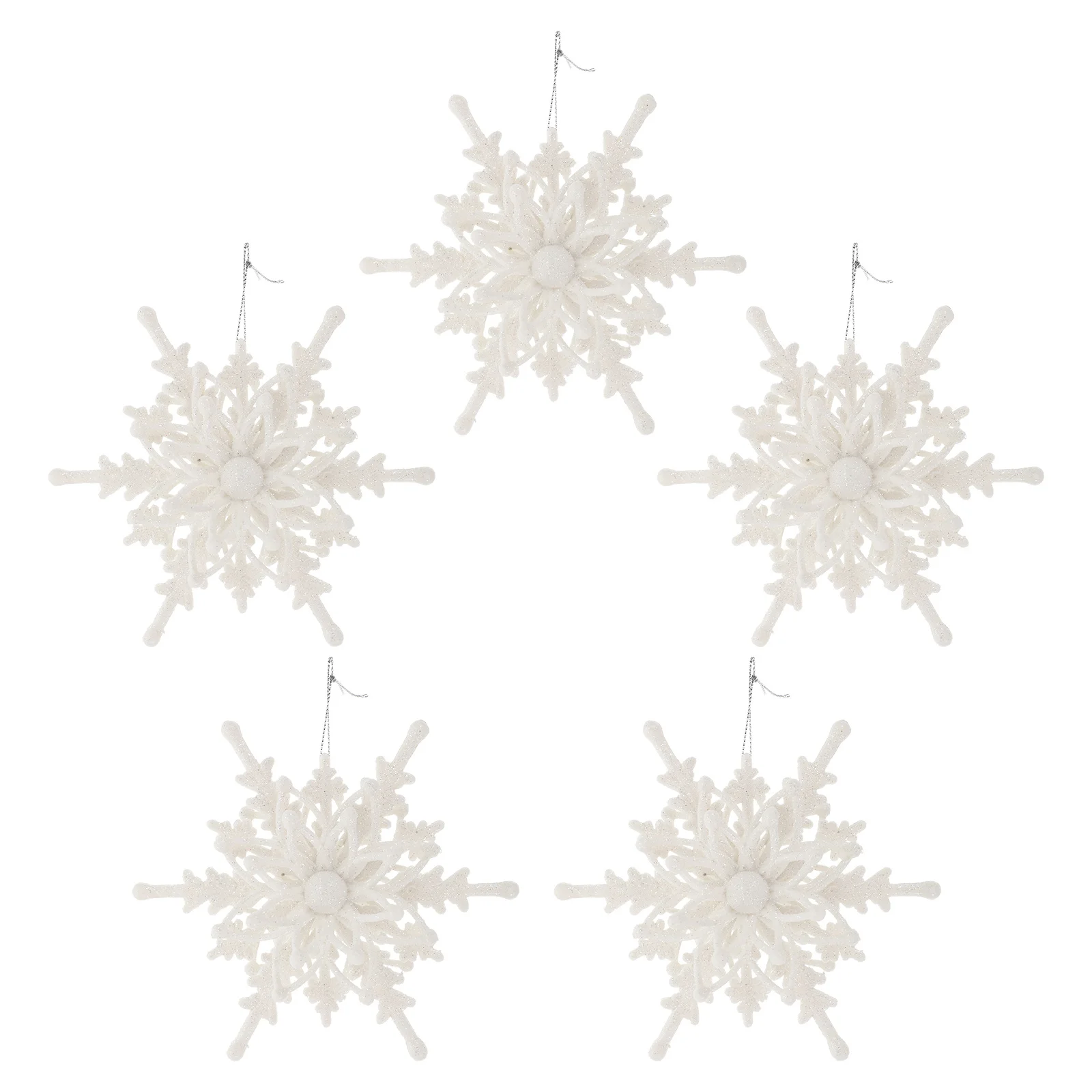 

5Pcs Snowflake Shaped Pendant Hanging Decor for Christmas Tree New Year Party DIY Scene Layout Accessories DIY Hanging Pendants