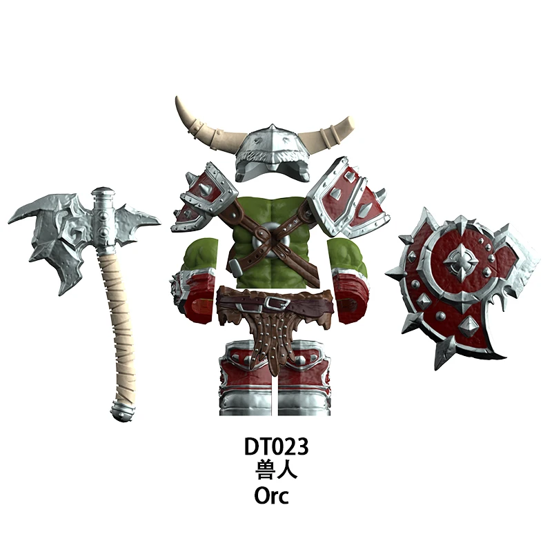 DT8905 chevalier médiéval Orc Warcraft Orc bouclier épée Mini figurine bloc de construction accessoires jouet bloc de construction jouets